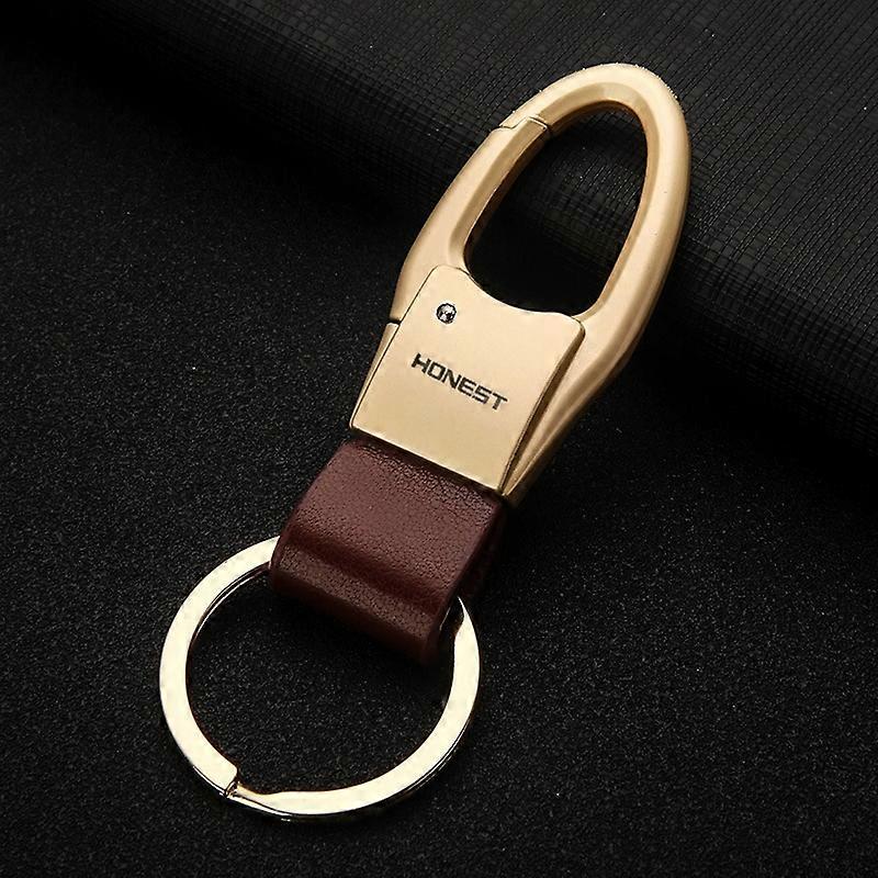 HONEST Leather Car Keychain Simple Circle Ring Pendant Keychain