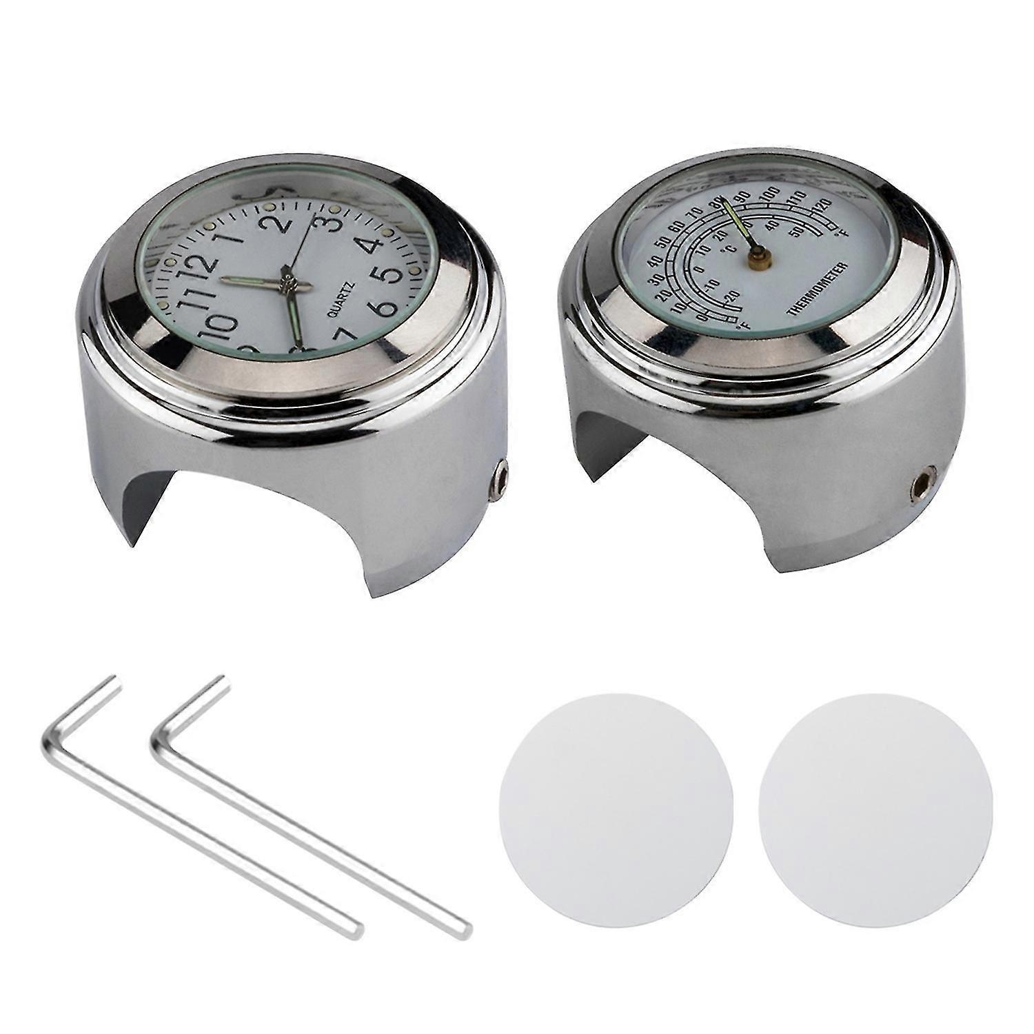 Universal Motorcycle Handlebar Clock Bicycle Thermometer Waterproof Replacement for Motorcycles Bicy