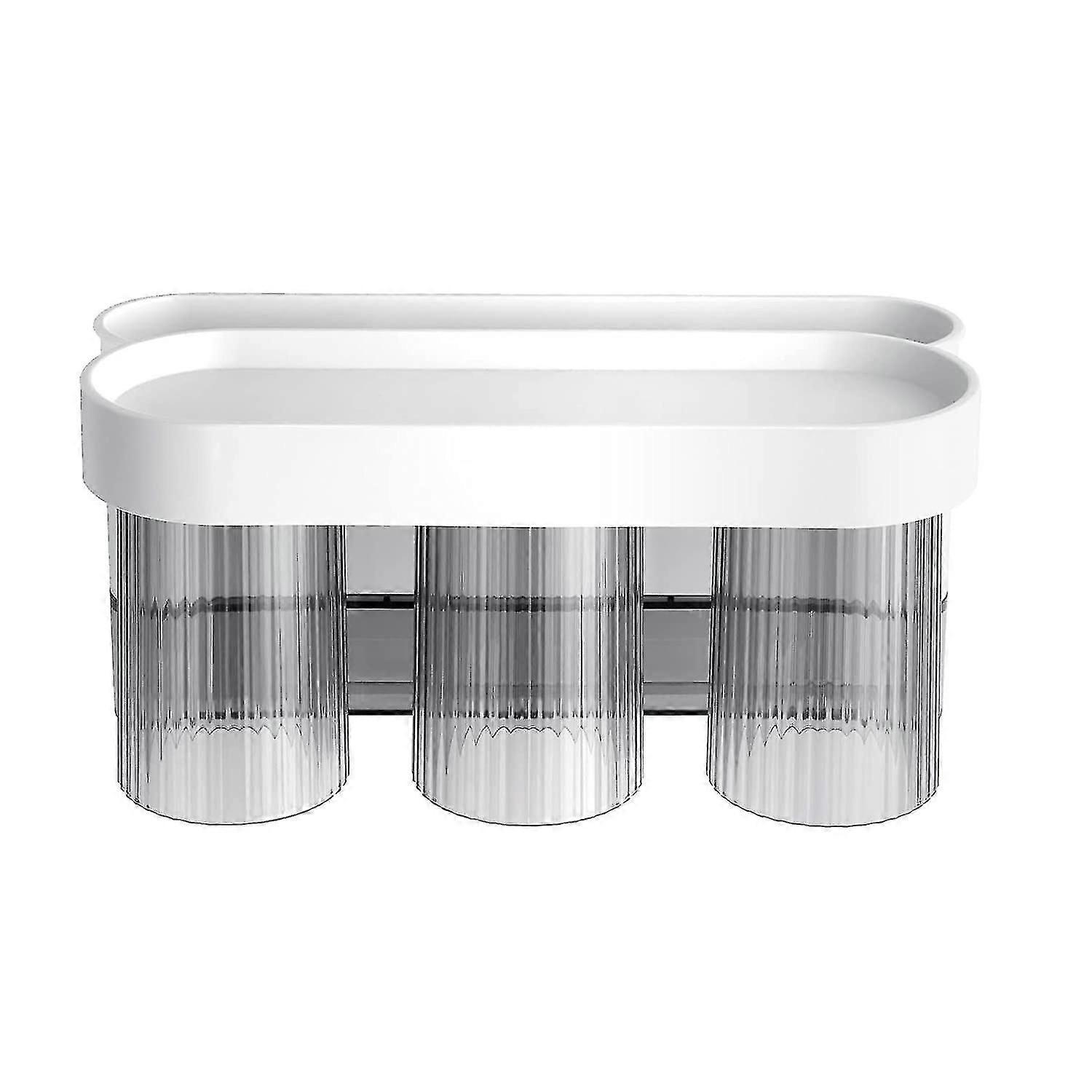 Toothbrush Holders For Bathrooms,toothbrush Holder With 3 Cups,simple Style Tooth Brushing Holder (