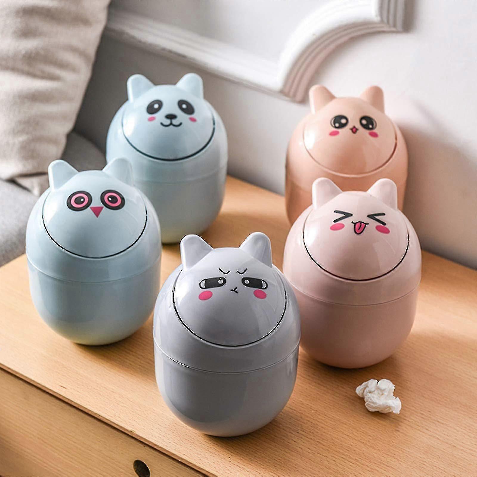 Desktop Trash Can Mini Desktop Trash Can Flip Open Cartoon Detachable Design Cute Style Household Storage Trash Can High Quality