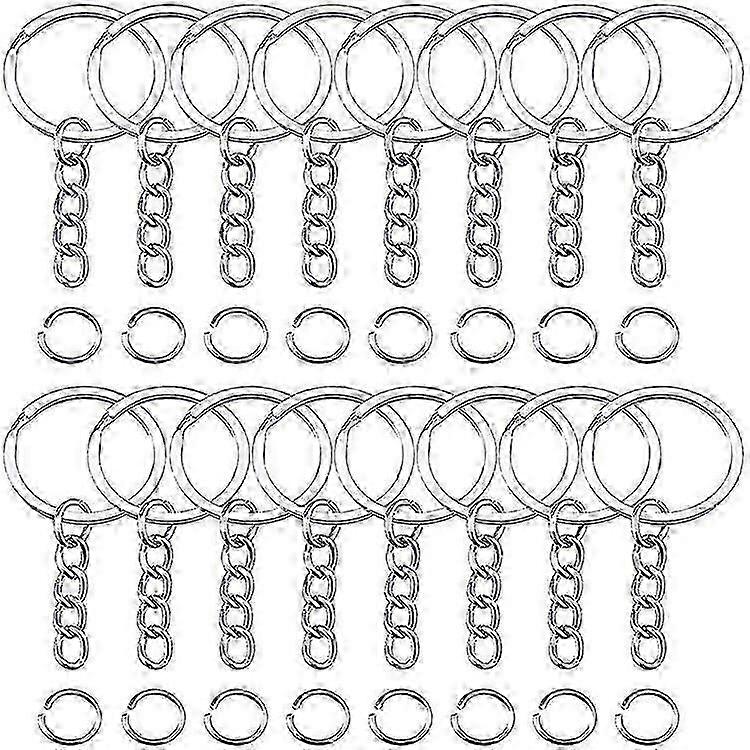 50Pcs Keyring Blanks Split With Link Chain And Jumps Rings Metal Key Rings