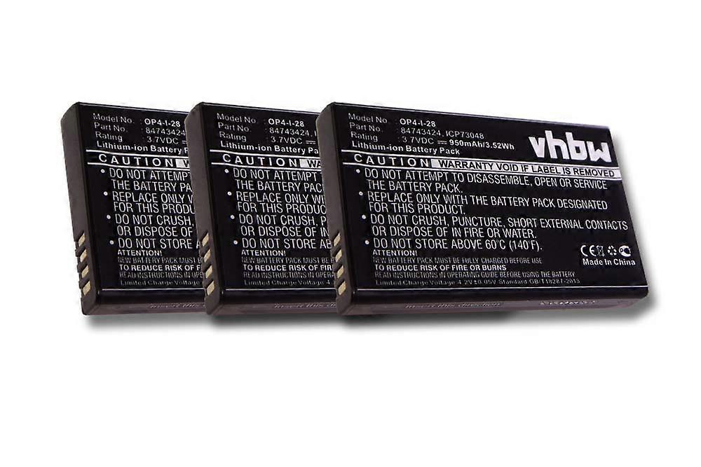 Lot de 3 batteries de rechange VHBW pour téléphone fixe sans fil Polycom / Spectralink 84743424, 84743428, ICP73048 (950 mAh, 3,7 V, Li-Ion)