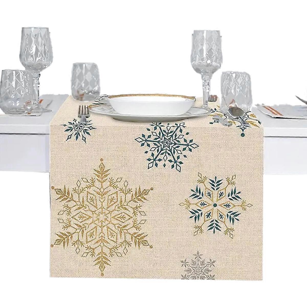 Winter Table Runner, Snowflake Decoration, Platinum Winter Table Runner