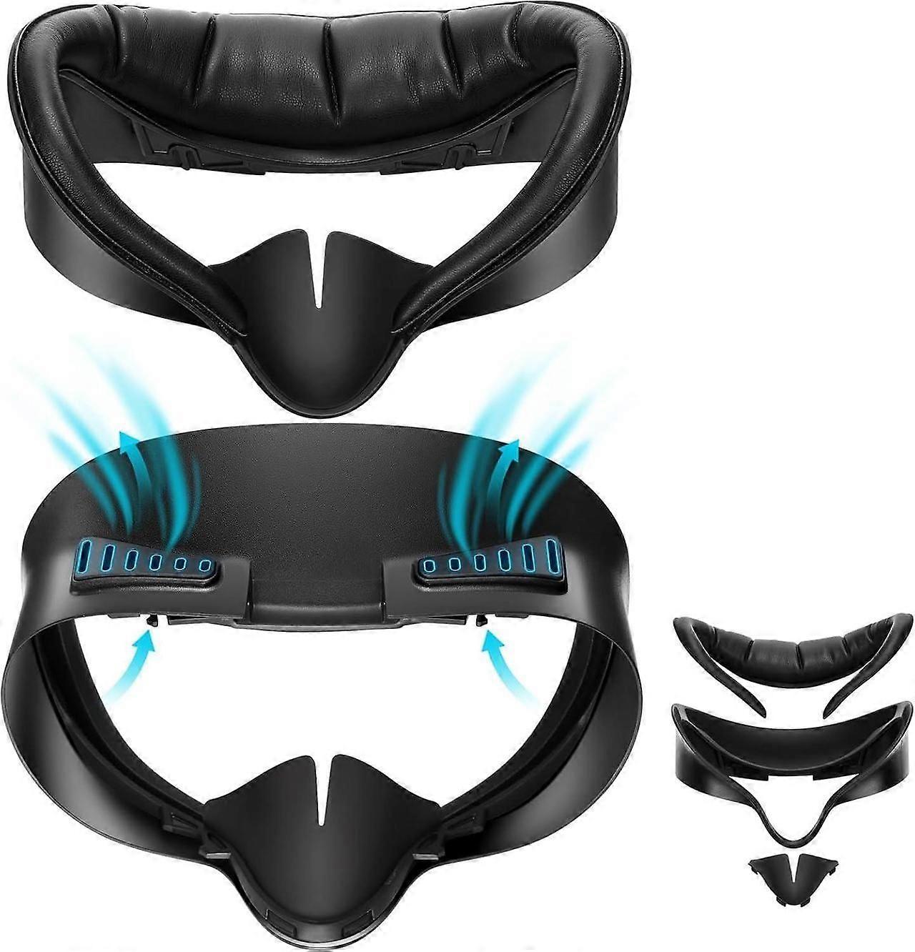 Facial Interface for Meta Quest 3S - Upgraded Wider PU & Ice Silk Face Cover Pads, Anti-Fog, Anti-Light Leakage VR Headset Accessories for Oculus with
