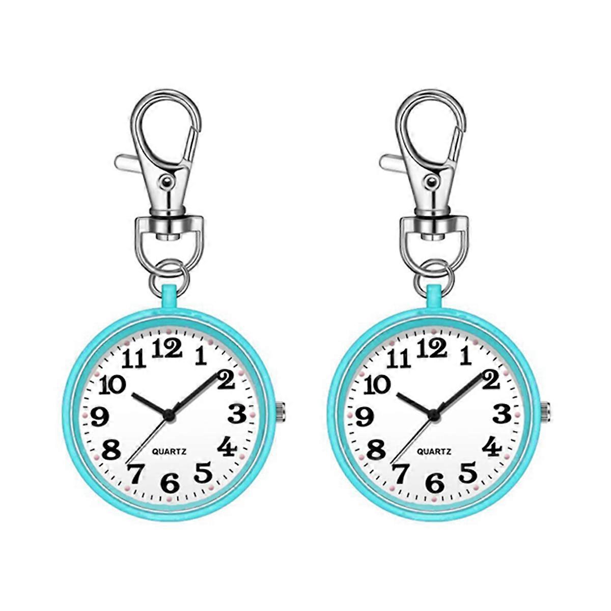 2pcs Nurses Watches Quartz Pocket Watch for Nurses Blue