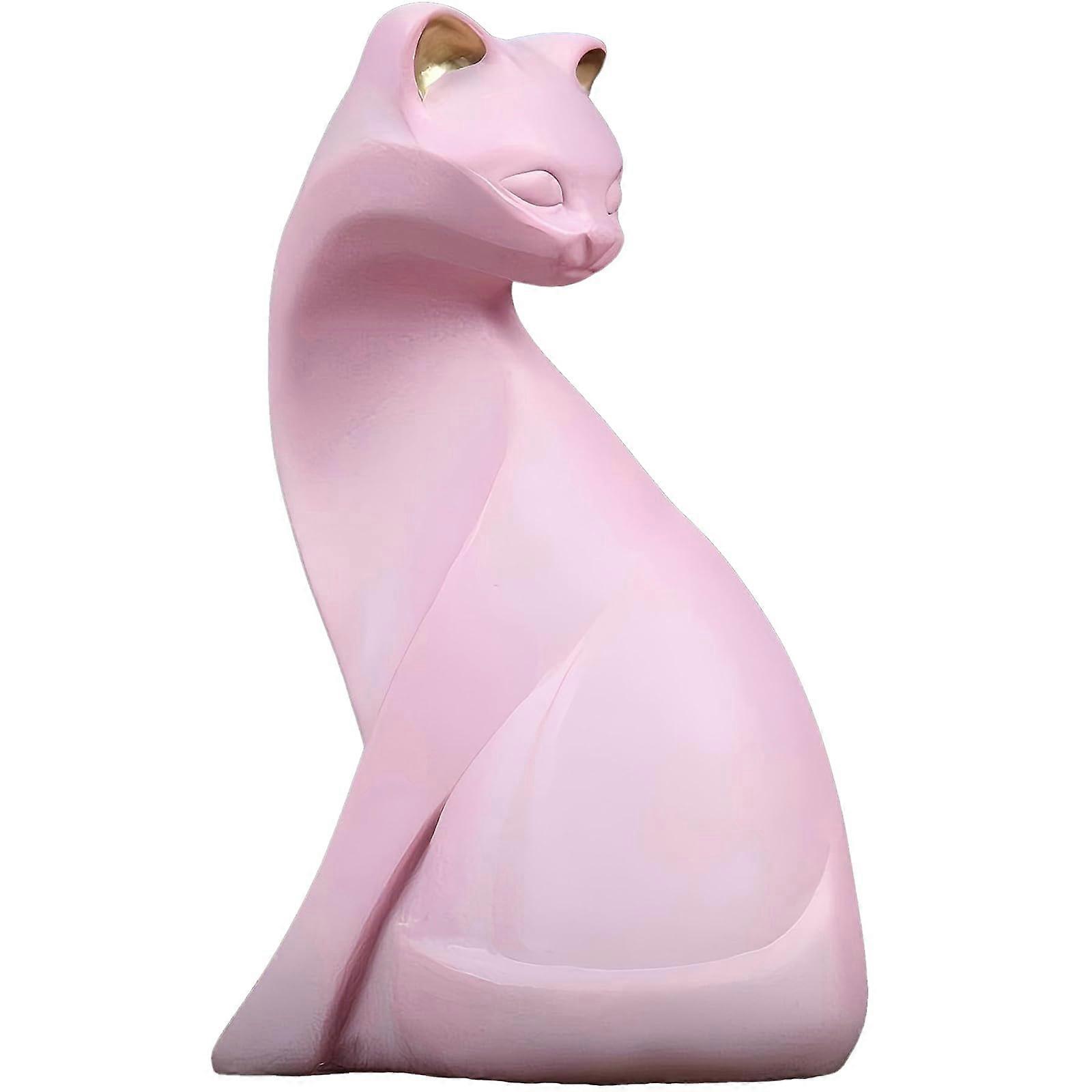 Elegant Cat Statue for Desk Shelf Decoration - Resin Material, 12 Inch, Modern Style, Black Color