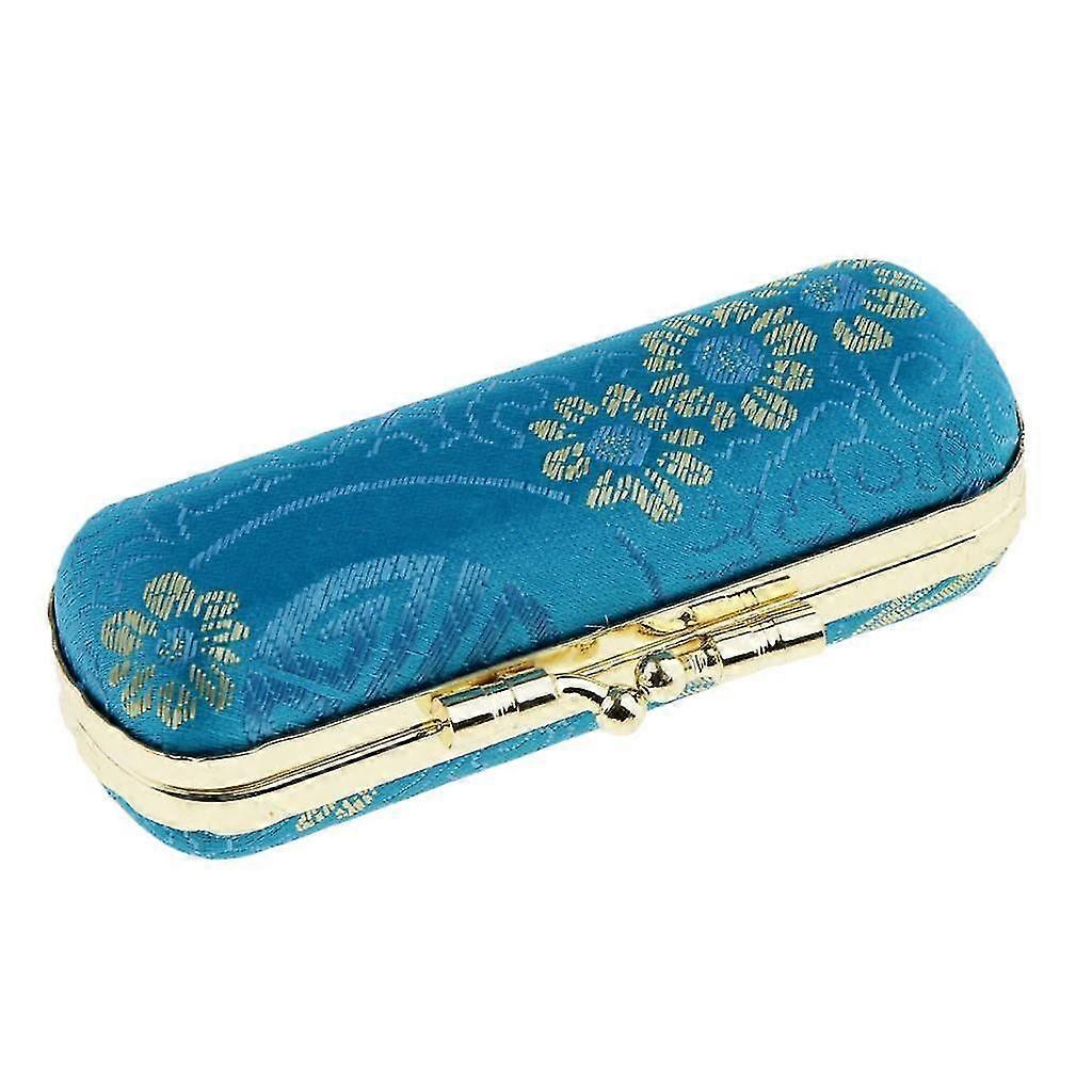 Brocade Lipstick Case Storage Box  Holder with Mirror Random