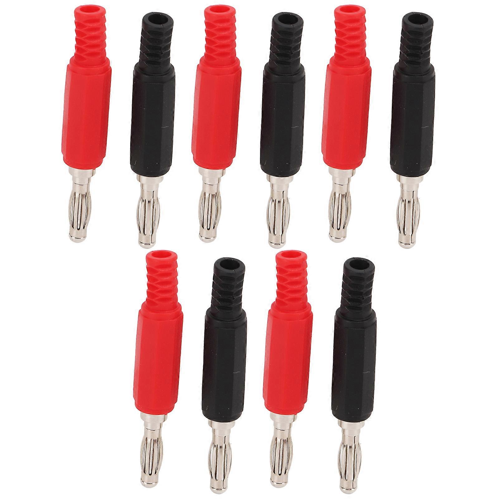 10pcs Banana Plug 4mm/0.2in Brass PE Material Red Black Spiral Insulating Housing Open Type Banana Connector 30Vac‑60Vdc