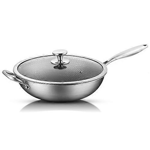 316 Stainless Steel Non Stick Honeycomb Cooking Frying Wok Pan with Lid