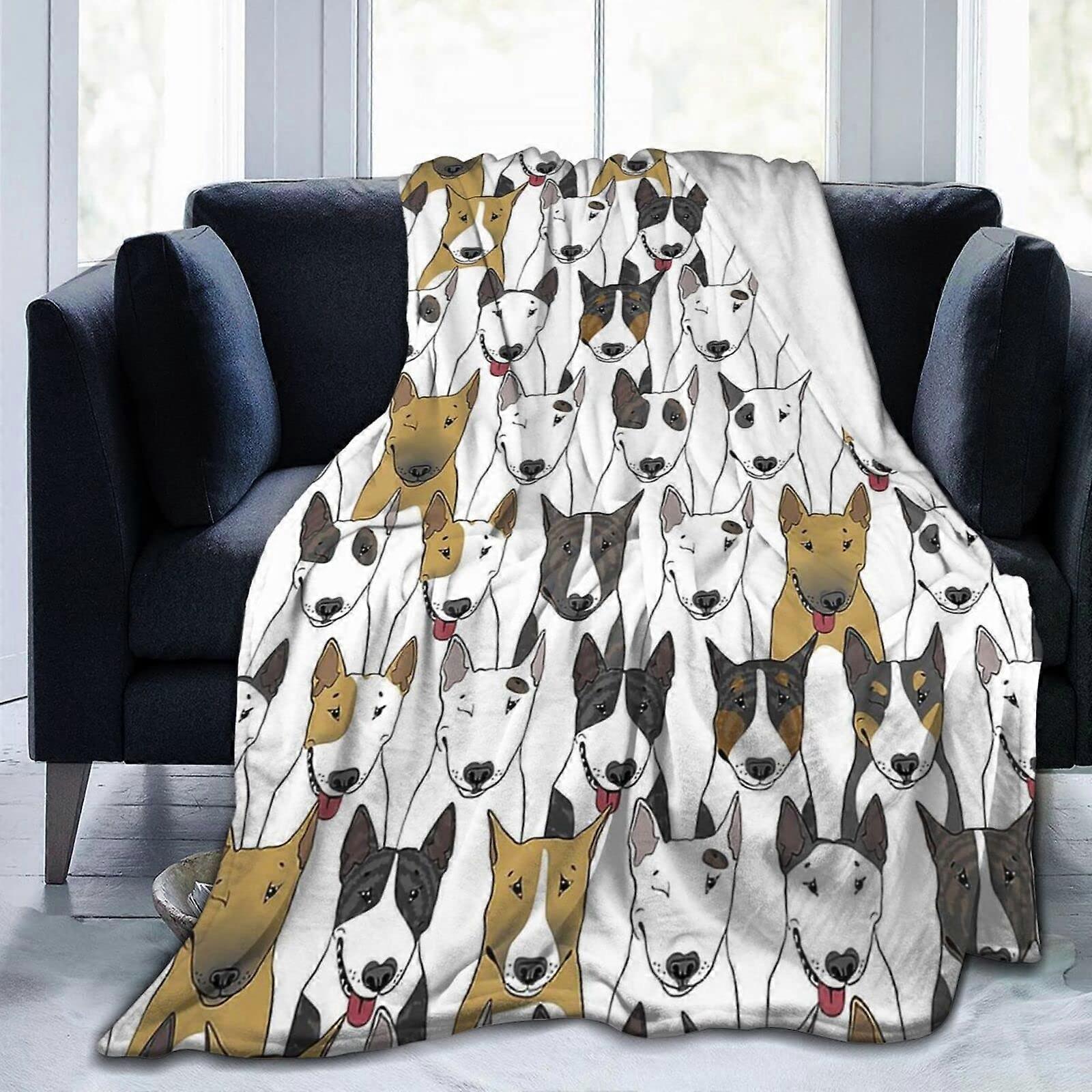 Funny Dogs Bull Terrier Cozy Flannel for Blanket Sofa Soft Comfortable 60'x50'