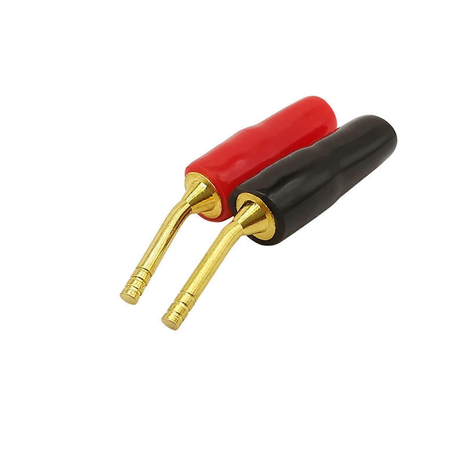 Gold-Plated 2mm Curved Banana Adapter for Speakers, 1 Red 1 Black Wiring Connector, Small Size, Durable Plugs
