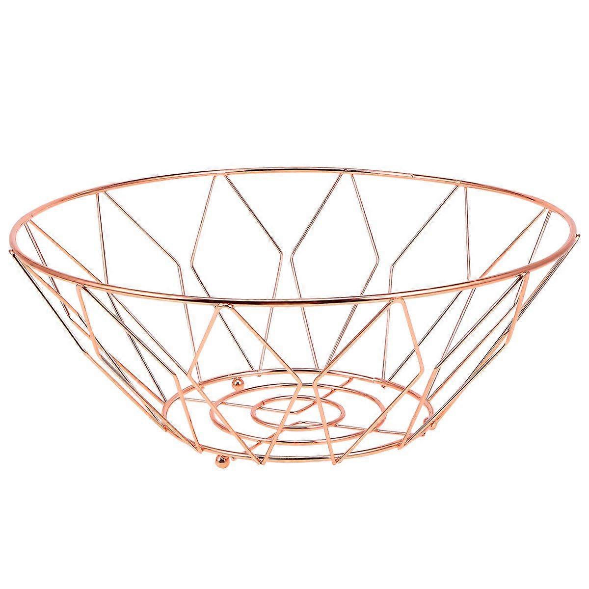 1 Stück Obstkorb, zarte Snackschale, Gemüse-Aufbewahrungsbecken, einfaches Obsttablett für den Schreibtisch in der Küche zu Hause (Roségold)