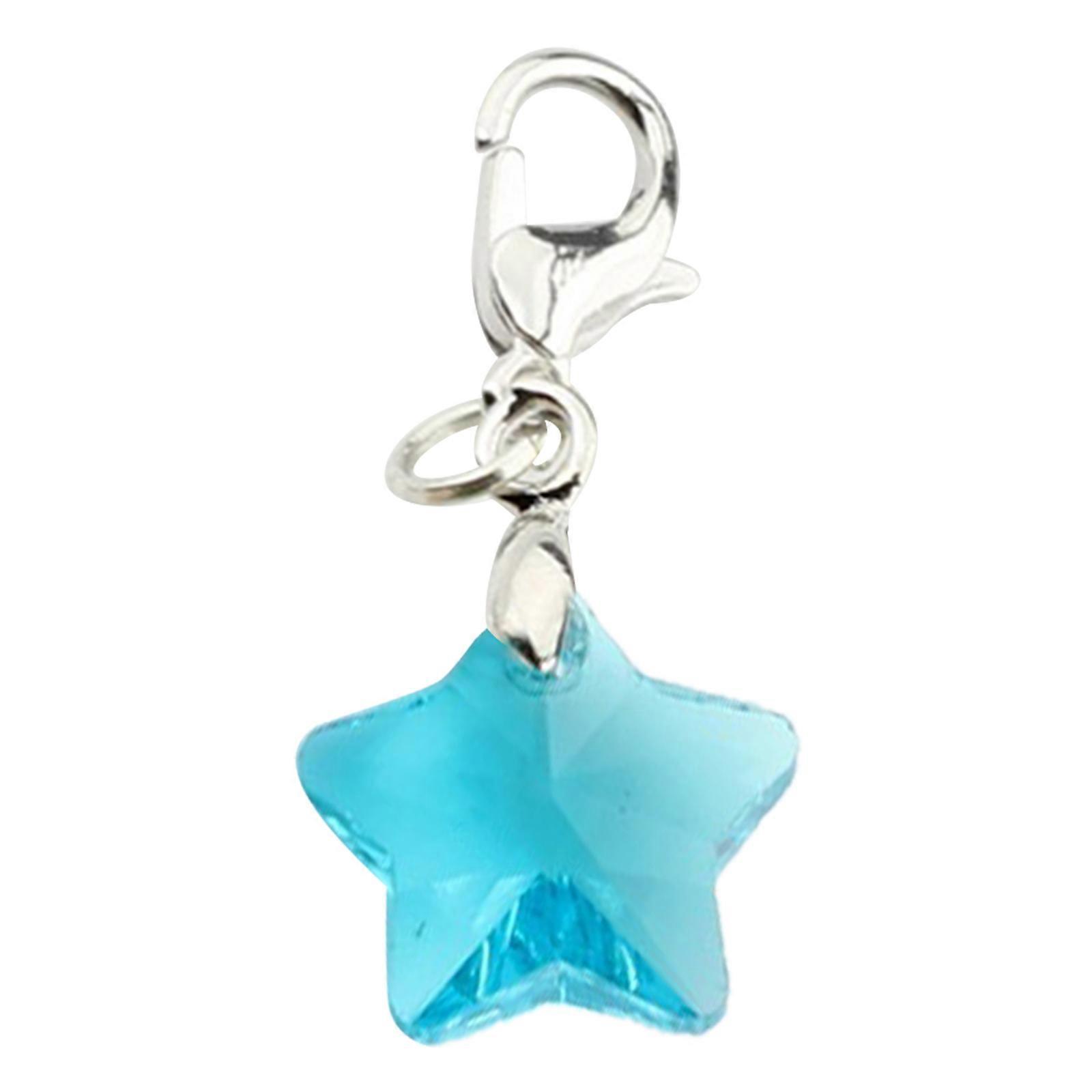 Colorful Five-Pointed Star Crystal Beads Lobster Clasp Pendant Keychain Alloy Jewelry Necklace Keychain DIY Accessories