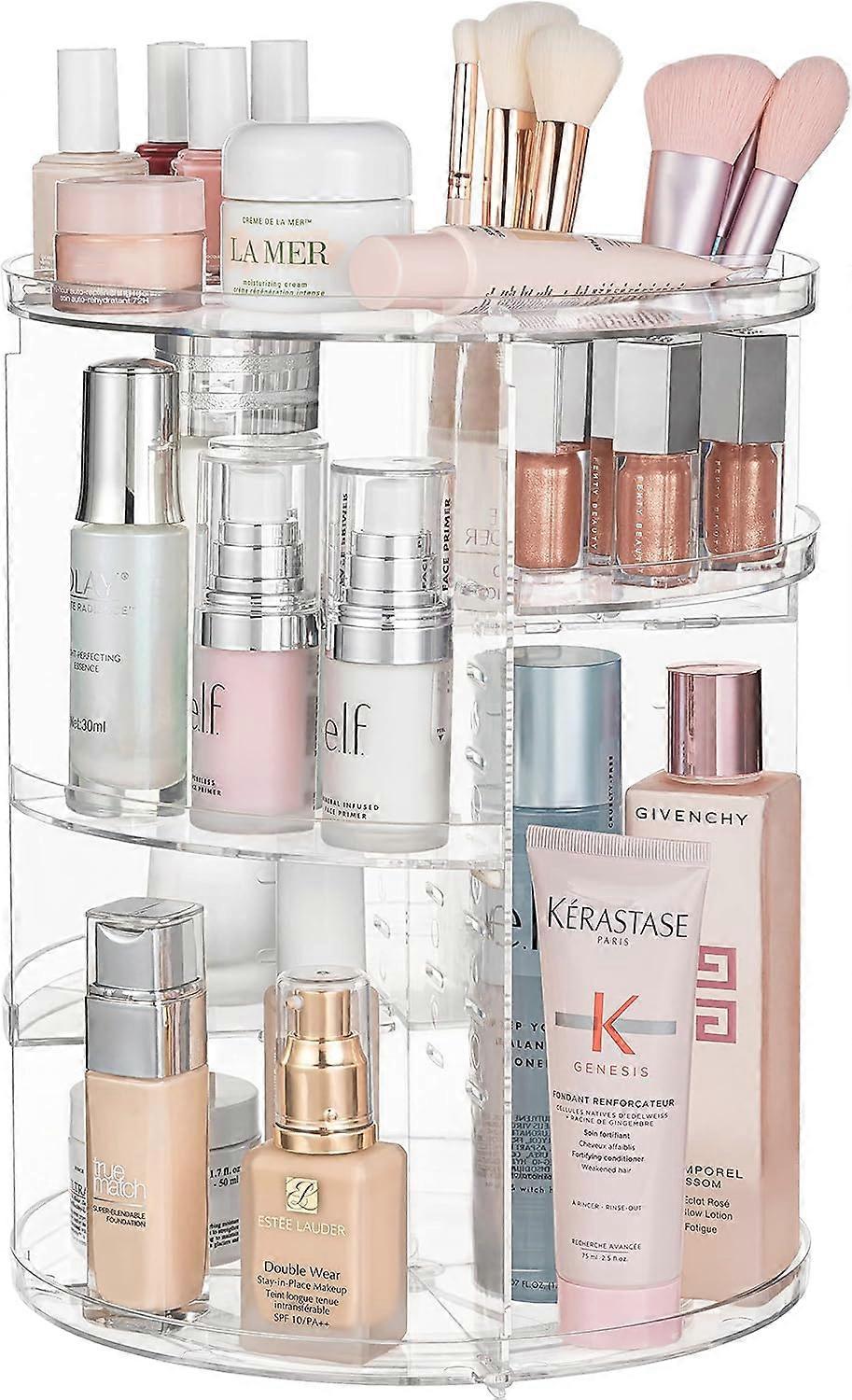 360 Rotating Makeup Organizer Adjustable Perfume Holder for Skincare - Durable Plastic Storage with Multiple Compartments