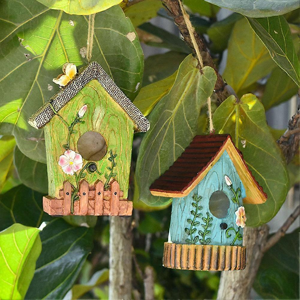 Nichoir à oiseaux suspendu en résine sculptée à la main, nid d'oiseau d'extérieur en résine, robuste et à suspendre