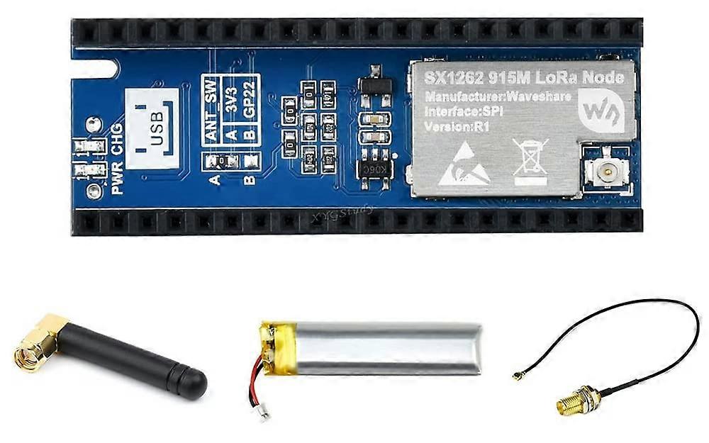 for Raspberry Pi Pico SX1262 LoRa Node Module, LoRaWAN Support, Protocol Choice of Frequency Band 915M (902~930MHz) @ (Pico-LoRa-SX1262-915M)