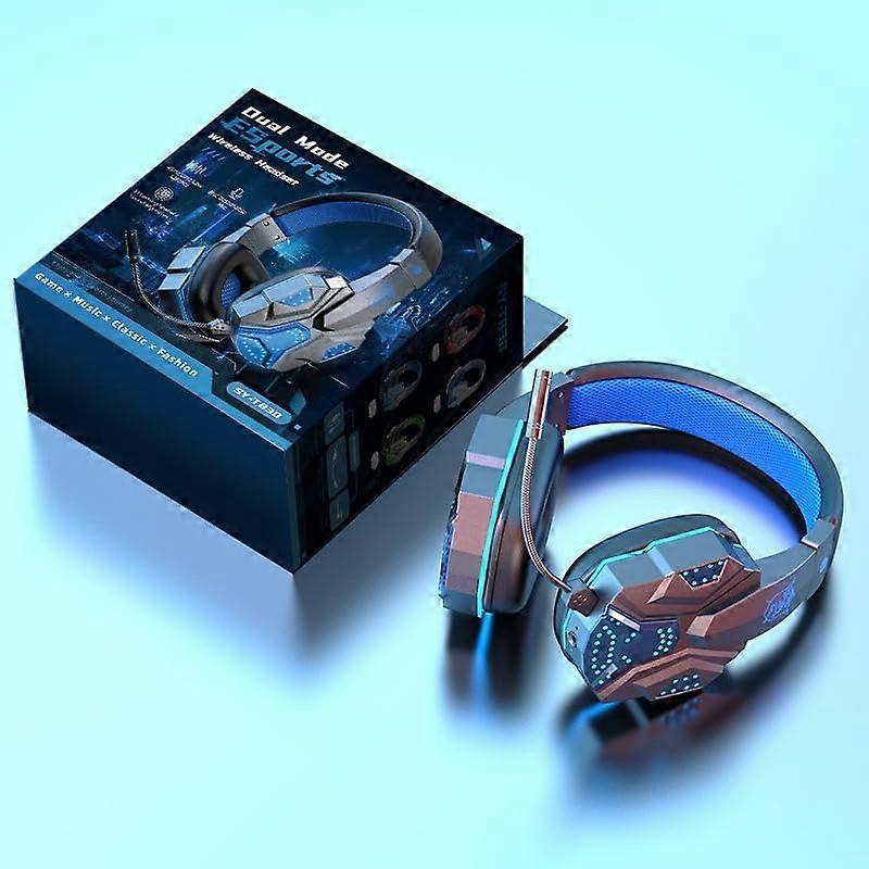 Wired Wireless Gaming Headset with Bluetooth, Dual Switching, Adjustable Microphone, Green Black Color