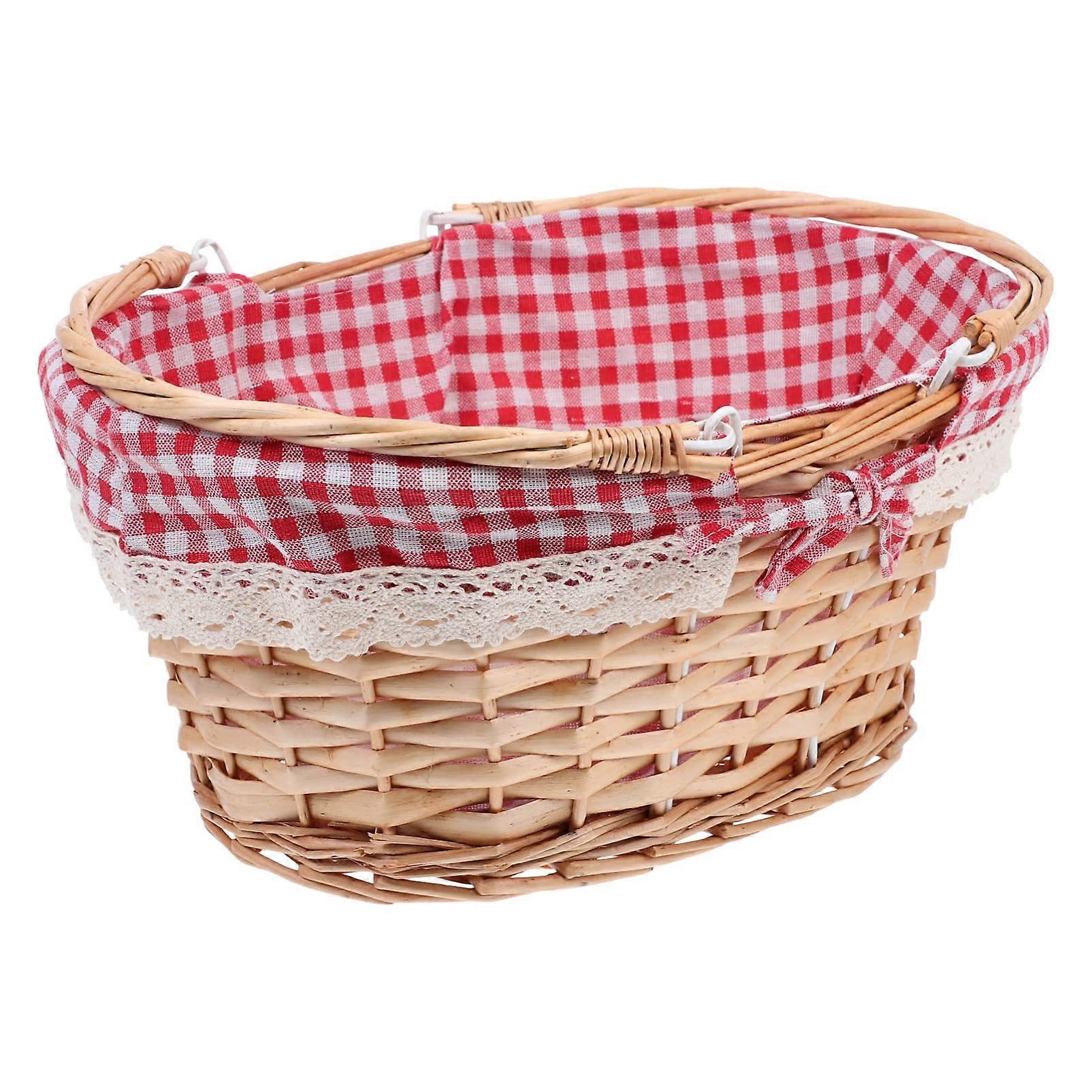 Picnic Basket 37x27cm Wicker Storage Container with Handle for Food, Fruit, Eggs, Ideal for Weddings and Outdoor Use