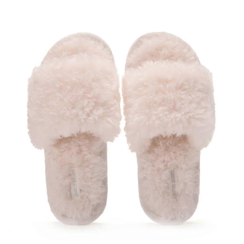 Womens Winter Fuzzy Fluffy Flat Slide Slippers Open Toe Cozy Warm Candy Color Furry Plush Anti-Slip Indoor Outdoor Slip-On House Shoes Sandals