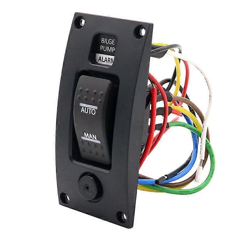 Interrupteur de pompe de cale 12-24V Panneau de commande de nettoyage de pont de navire d’alarme étanche pour les pompes de cale de bateau On/Off/on Panneau de commutation