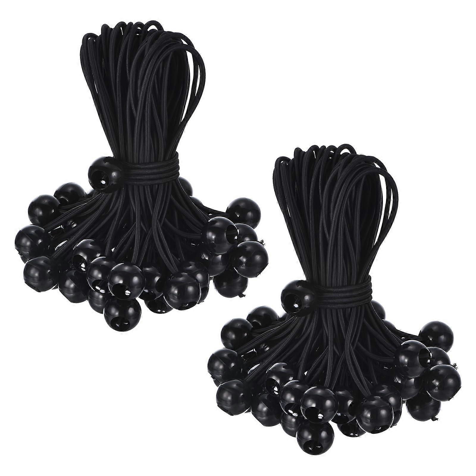 9 Inch Tarp Ball Bungee Cord, 100 Pack Bungee Cords with Balls Canopy Tarp Tie Downs, Black