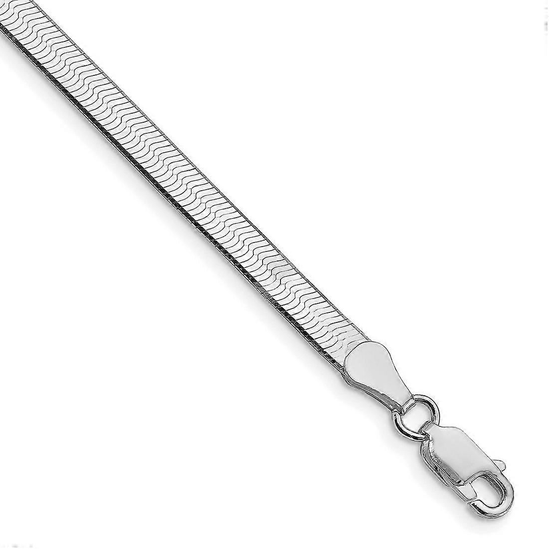 925スターリングシルバーロジウムメッキ4.5mmマジックヘリンボーンチェーンブレスレットリンク-女性と男性のためのブレスレット - 長さ:7から
