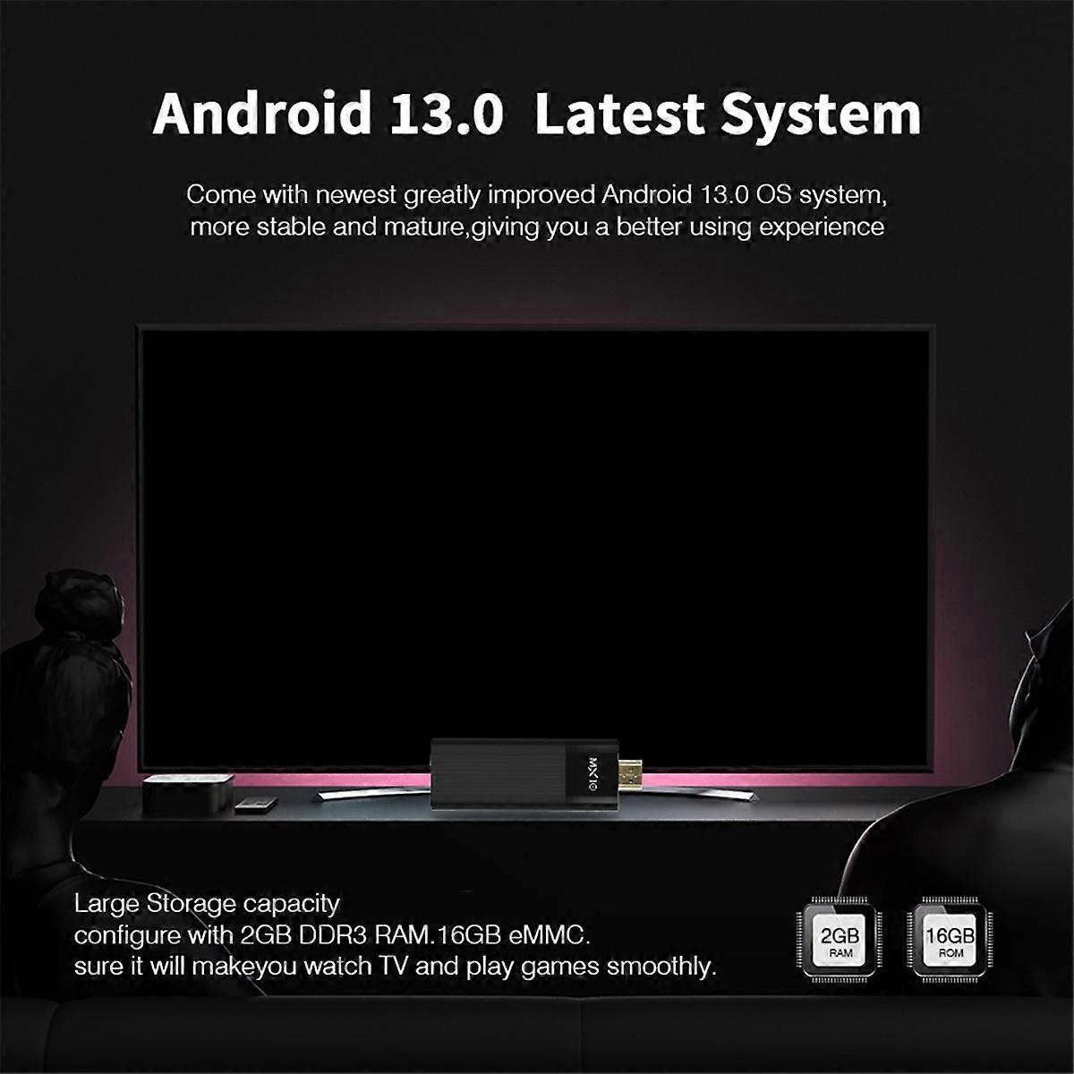 MX10-F3 Android 13 TV-boks 2.4G/5G Dual Wifi Allwinner H313 Sæt Topboks TV-stik 2G+16G 4K