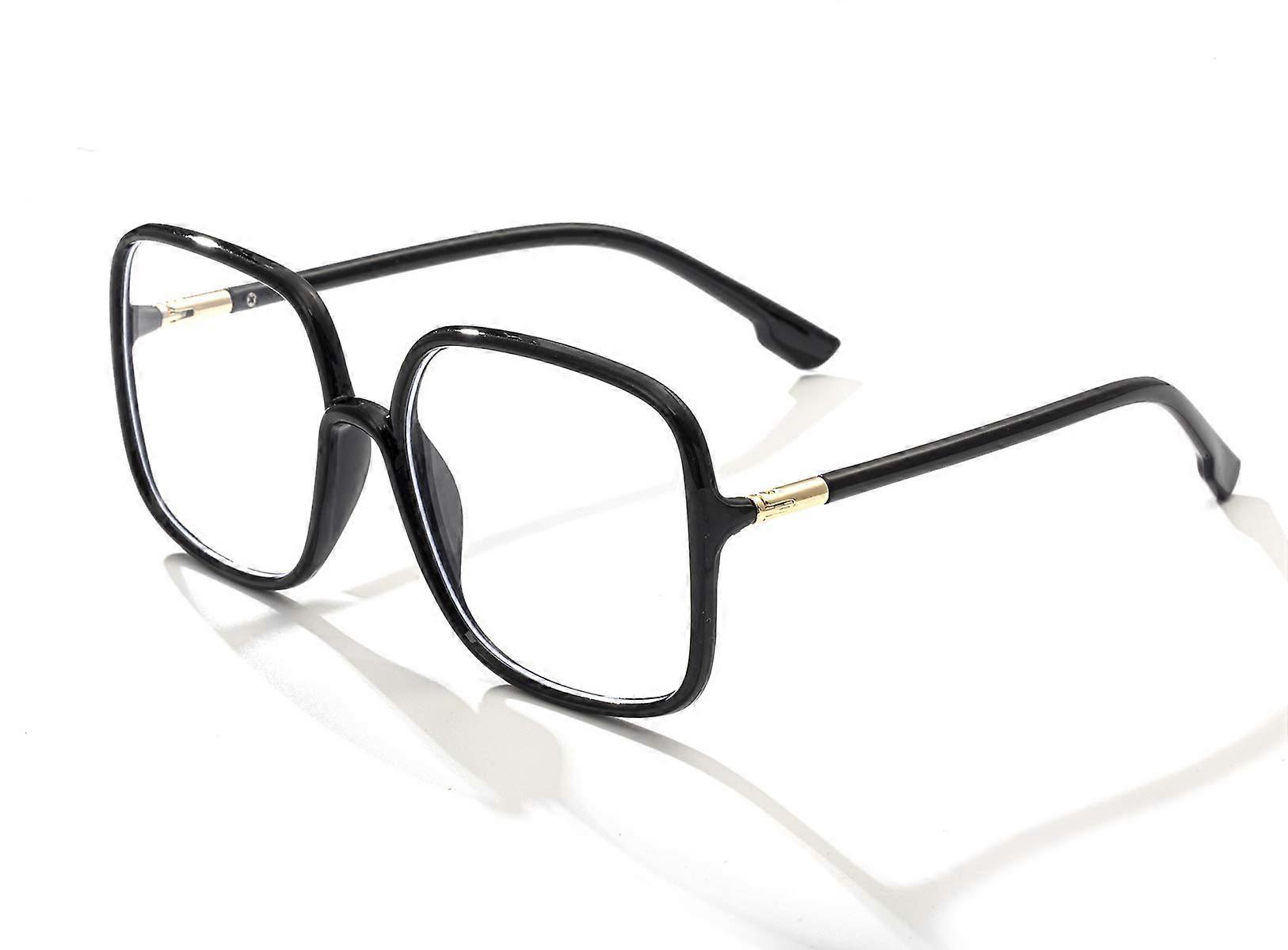 BIGGY Oversized Square Blue Light Blocking Glasses Ultralight Anti-Eyestrain Anti-UV Black Rectangle Frames for Men Women