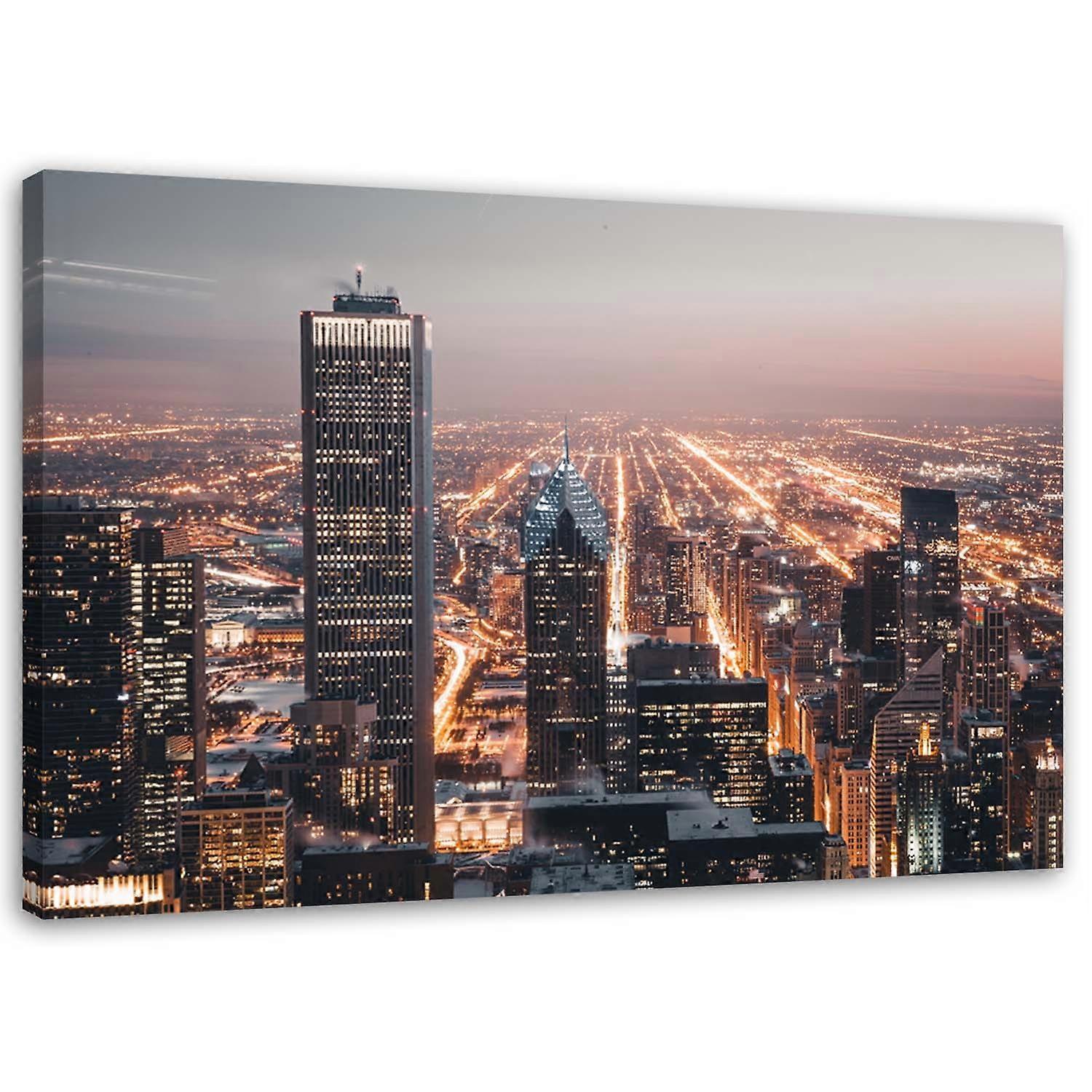 Lienzo, Rascacielos de noche - 90x60