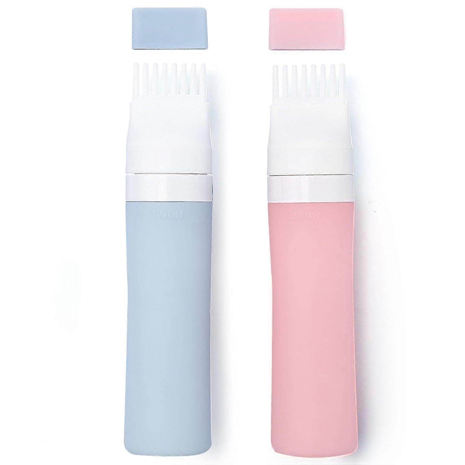 2 Packs Silicone Hair Oil Applicator, 2.7 Ounce Root Comb Applicator Bottle for Hair Dye, Scalp Oil Applicator Bottle and Brush