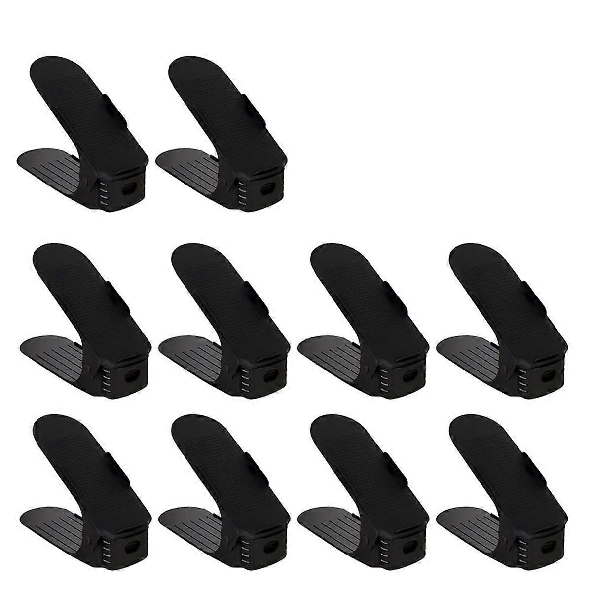 10PCS Double Layer Space Saving Shoe Rack Storage Holder, Black