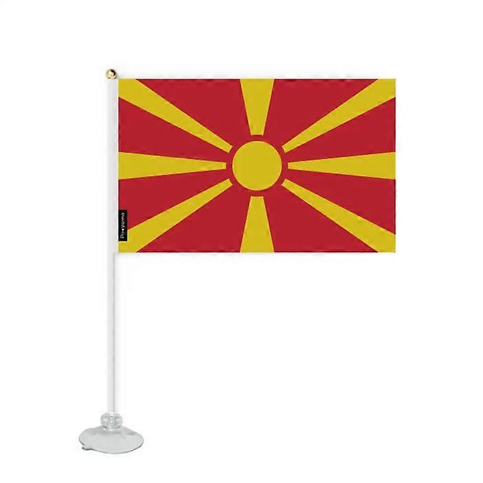 Flag - North Macedonia - 20 x 30 cm - Polyester - Suction cup included - Double-sided