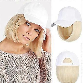 White Baseball Cap with Blonde Hair Wigs Cap Wigs Natural Looking Synthetic Wigs-Good
