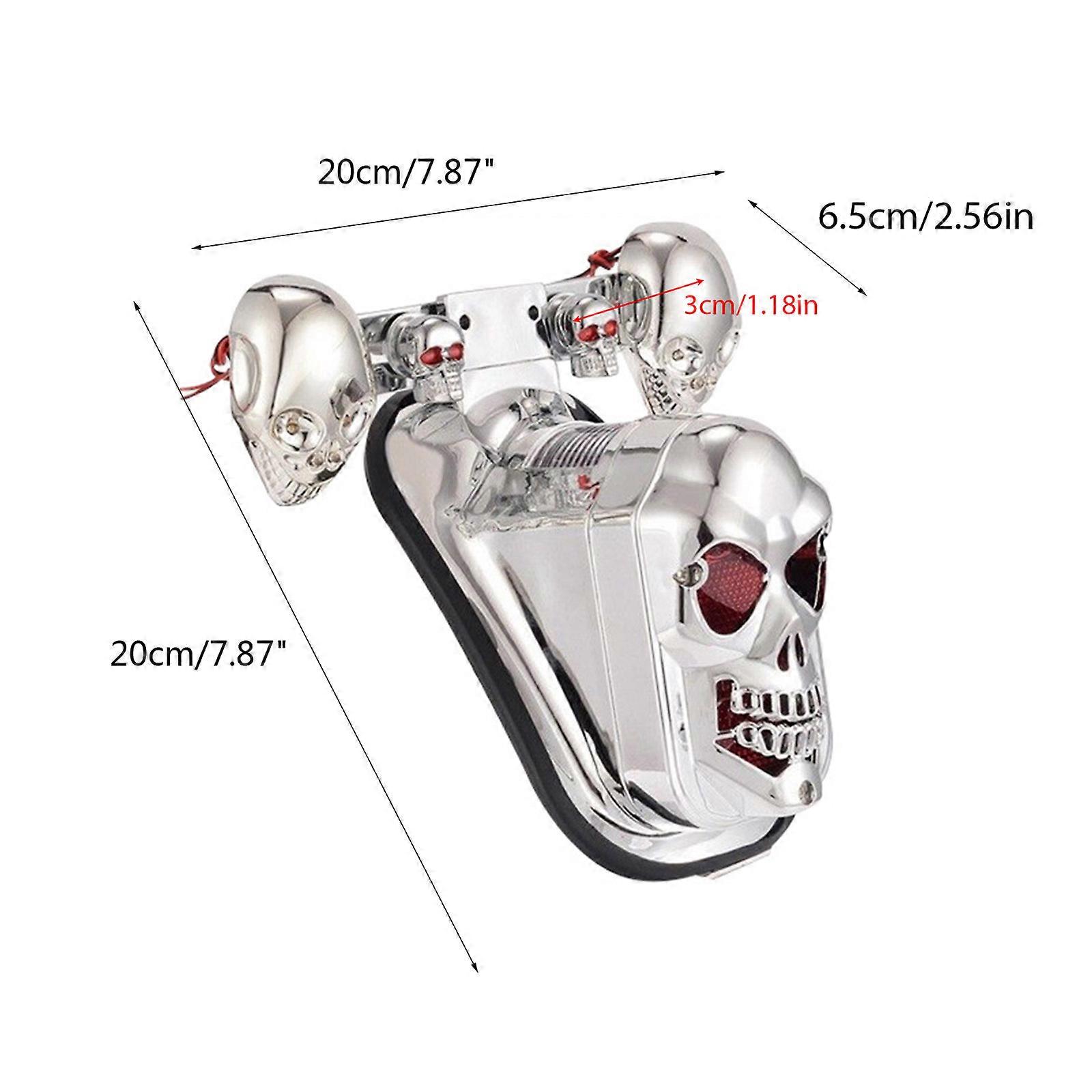 Universal 12V for DC LED Skull Brake Stop Tail Light Signal Indicator for Motorcycle Easy to Install plating