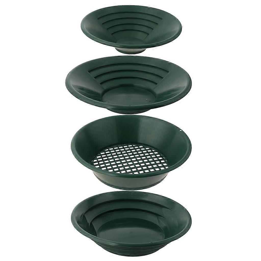 4 pezzi Gold Pan Green Mining Gravity Tray Gold Washing Pan Gold Search Tool Mining Exploration per principianti Enthusias