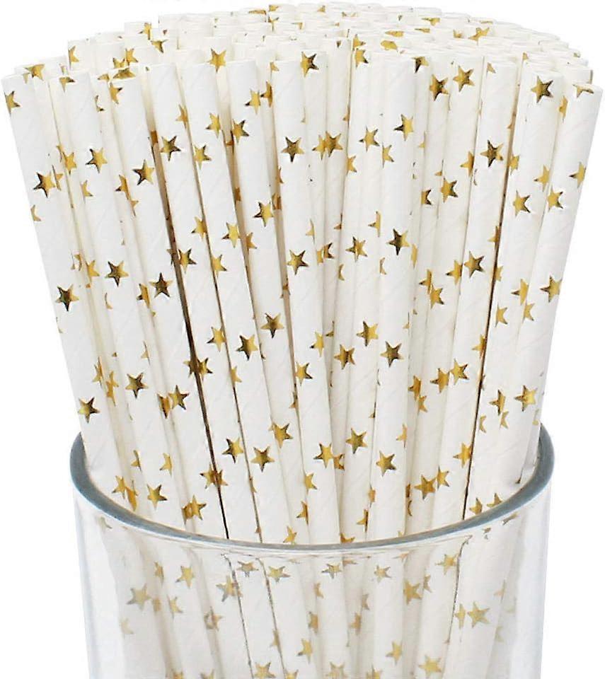 Premium Biodegradable Disposable Drinking Paper Straws (100Pcs,  Gold)