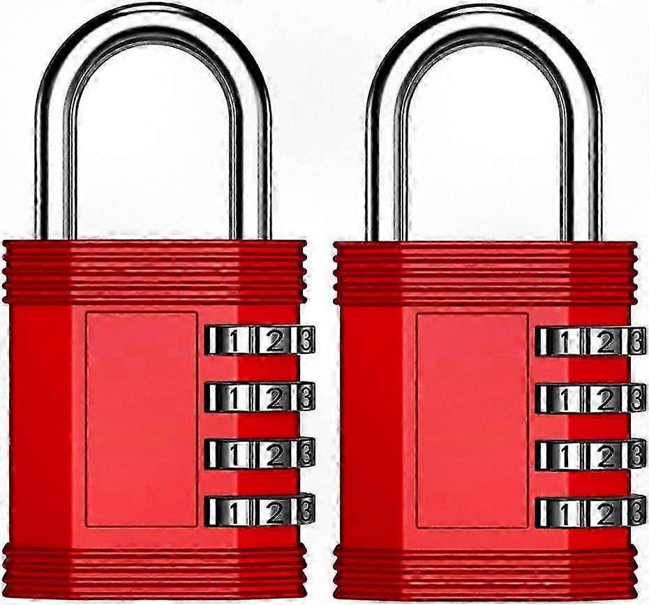 4 Digit Combination Lock for Lockers, Suitable for Gym Lockers, School Lockers, Fences, Gates, Hasp Storage (2 Pack, Red)