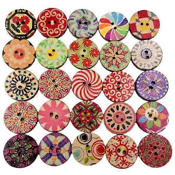 4X Pack of 100 Multi Color Flower Buttons-Mixed Wood Buttons Sewing