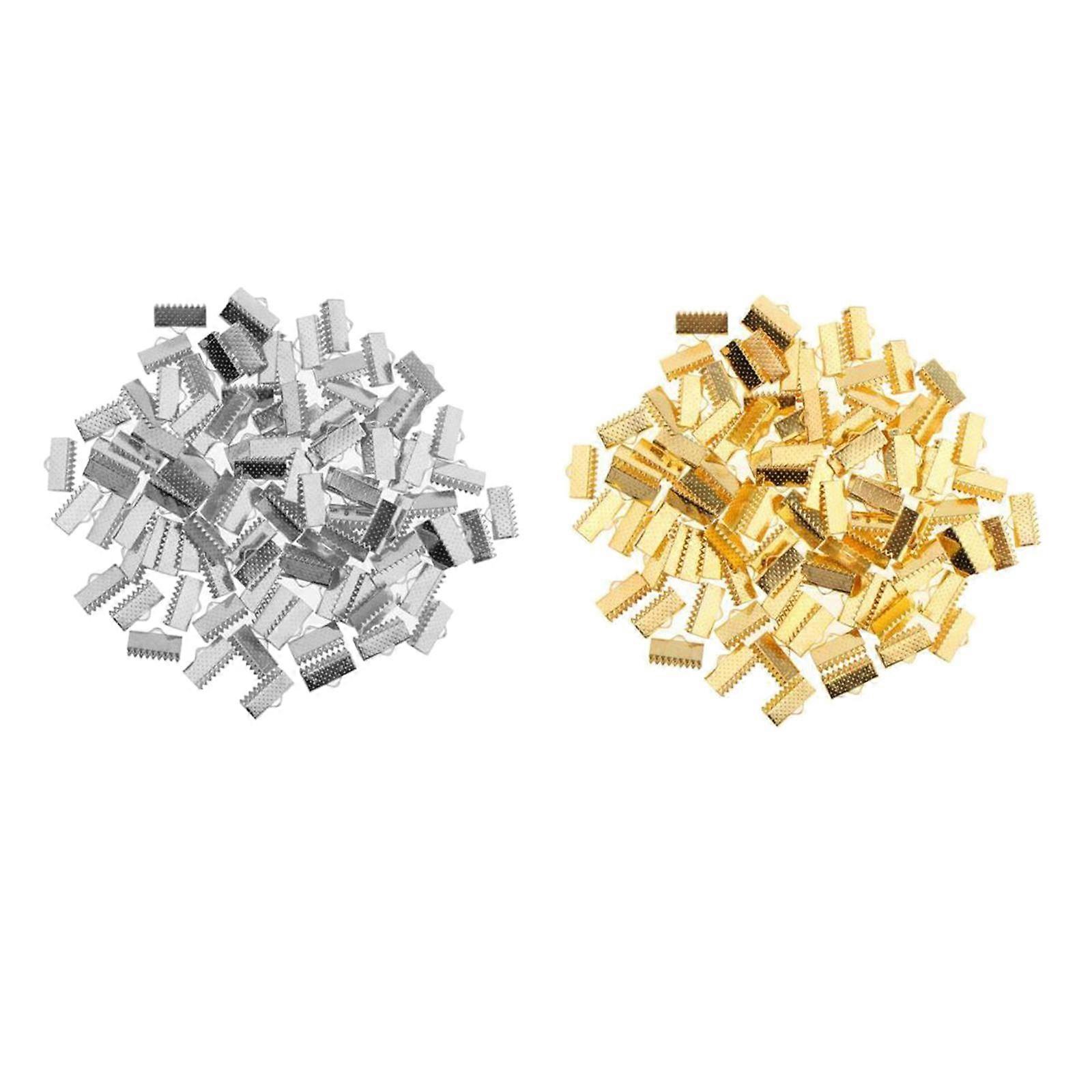 200 Pieces of Clamp Cord Crimp End Tips Bracelet Connectors