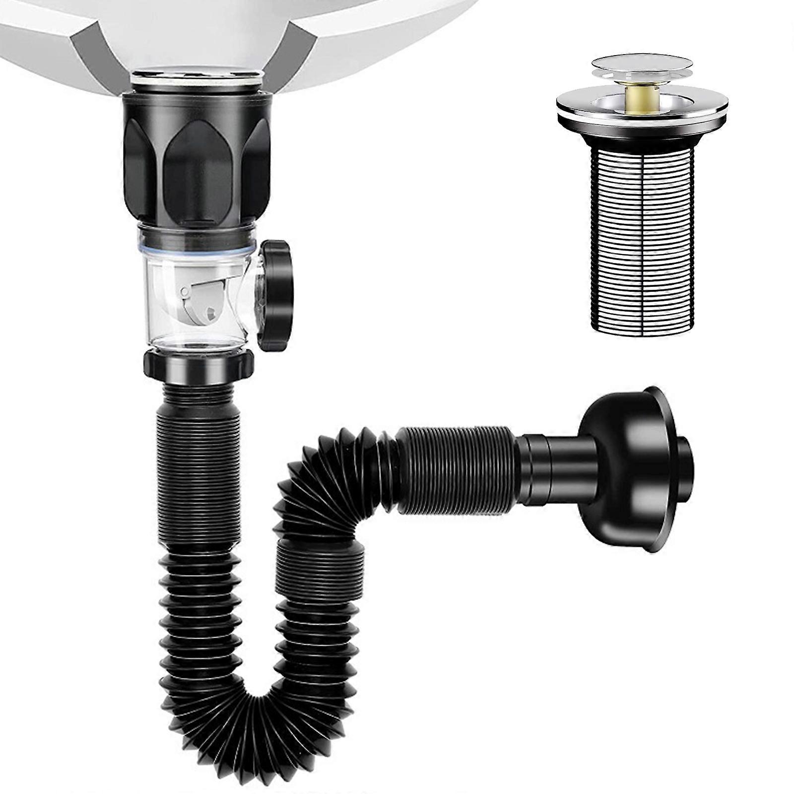 Bathroom Washbasin Drain Pipe Anticlogging Sink Strainer Stretchable Deodorant Pipelines Sink Hose Plumbing Enduring