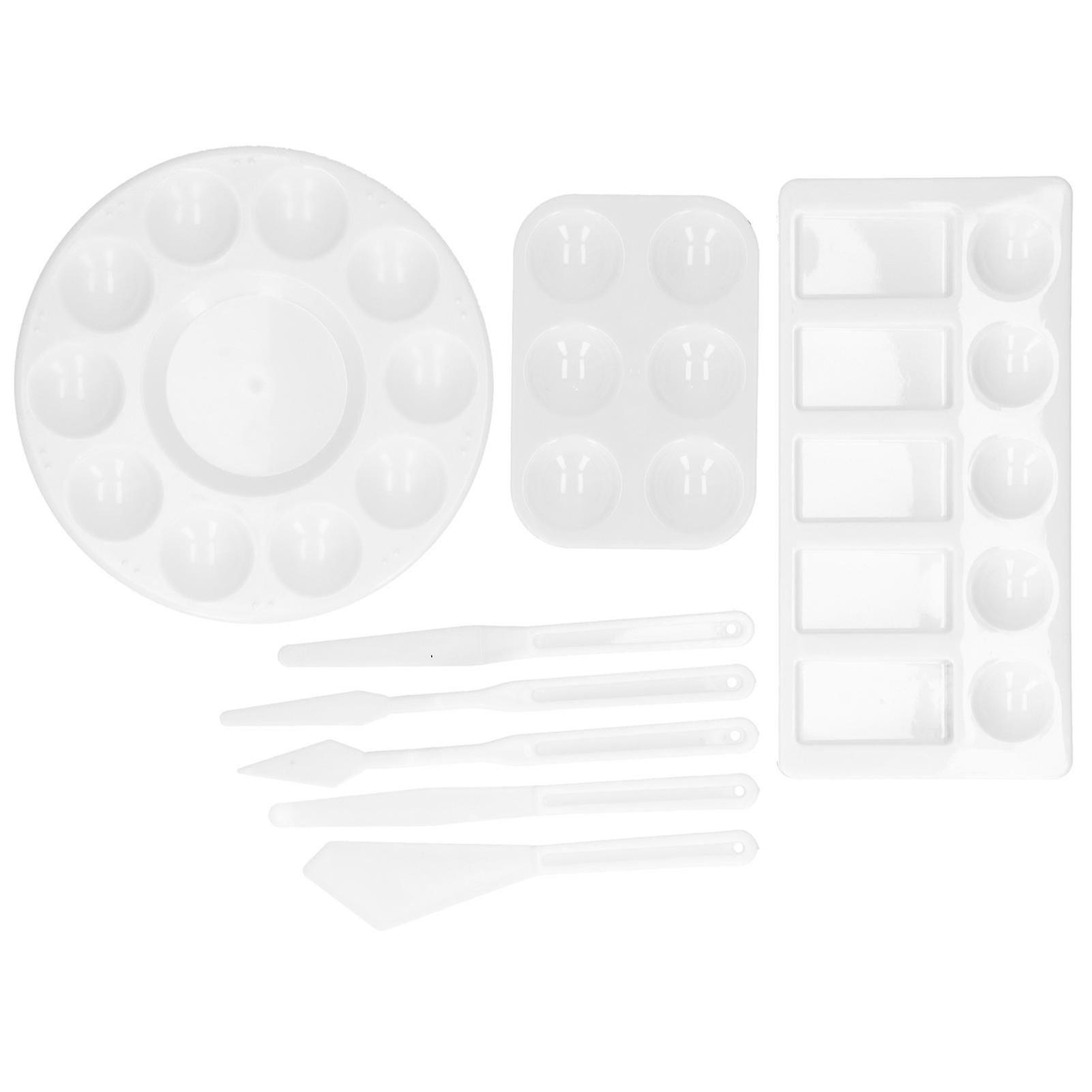 8pcs Plastic Painting Scraper Palette Set Easy Cleaning Reusable for Drawing Watercolor Kit