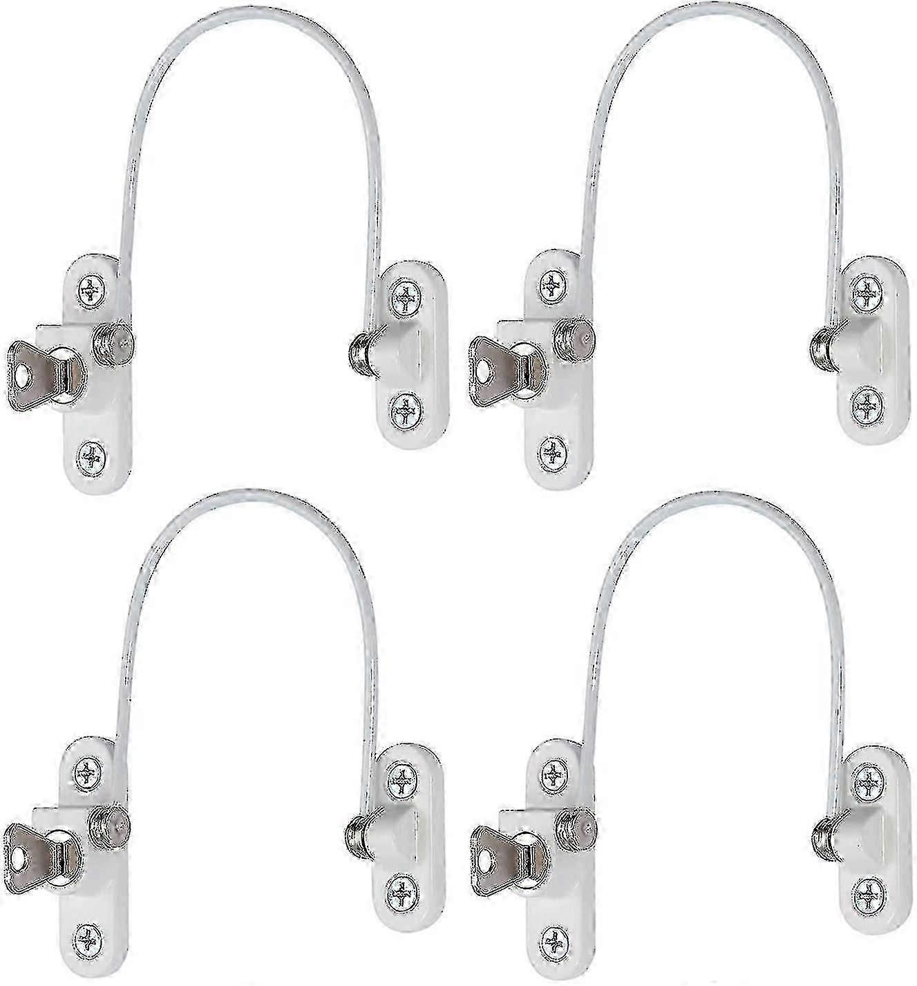 4 Pcs White Security Window Lock, Window Security Door Lock With Key Fo