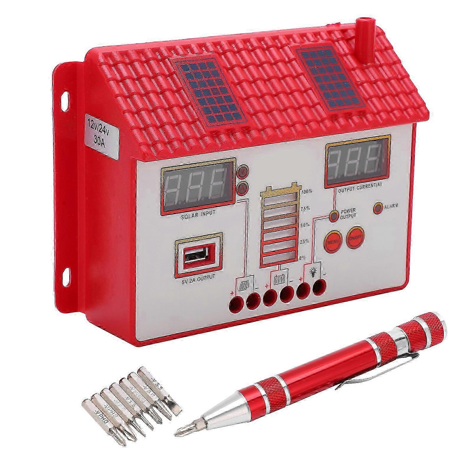 12V/24V House Shaped Solar Charge Controller MPPT Automatic Solar Panel Regulator with LED Display 30A