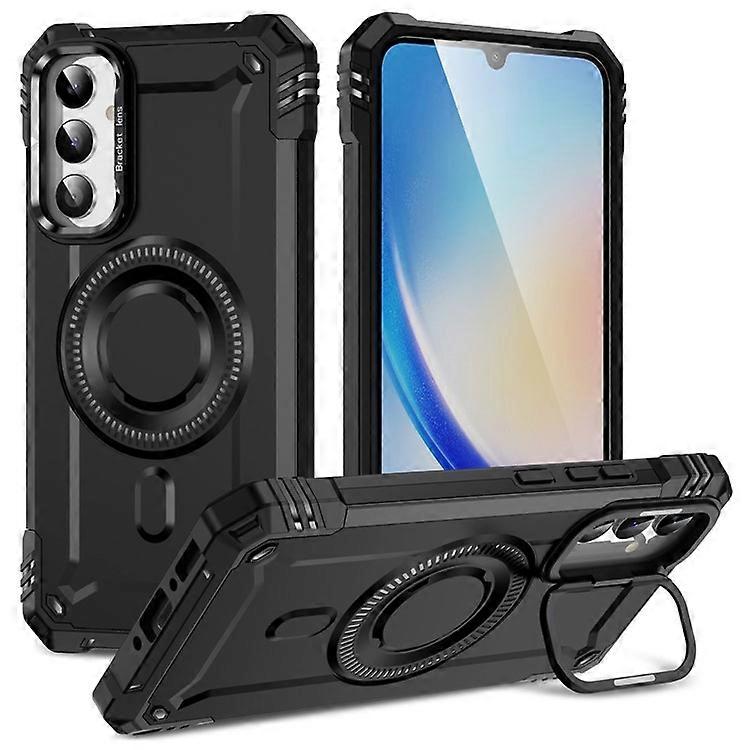 Compatible For Samsung Galaxy A36 5G Case Compatible with MagSafe Metal Lens Frame Kickstand PC+TPU Mobile Cover