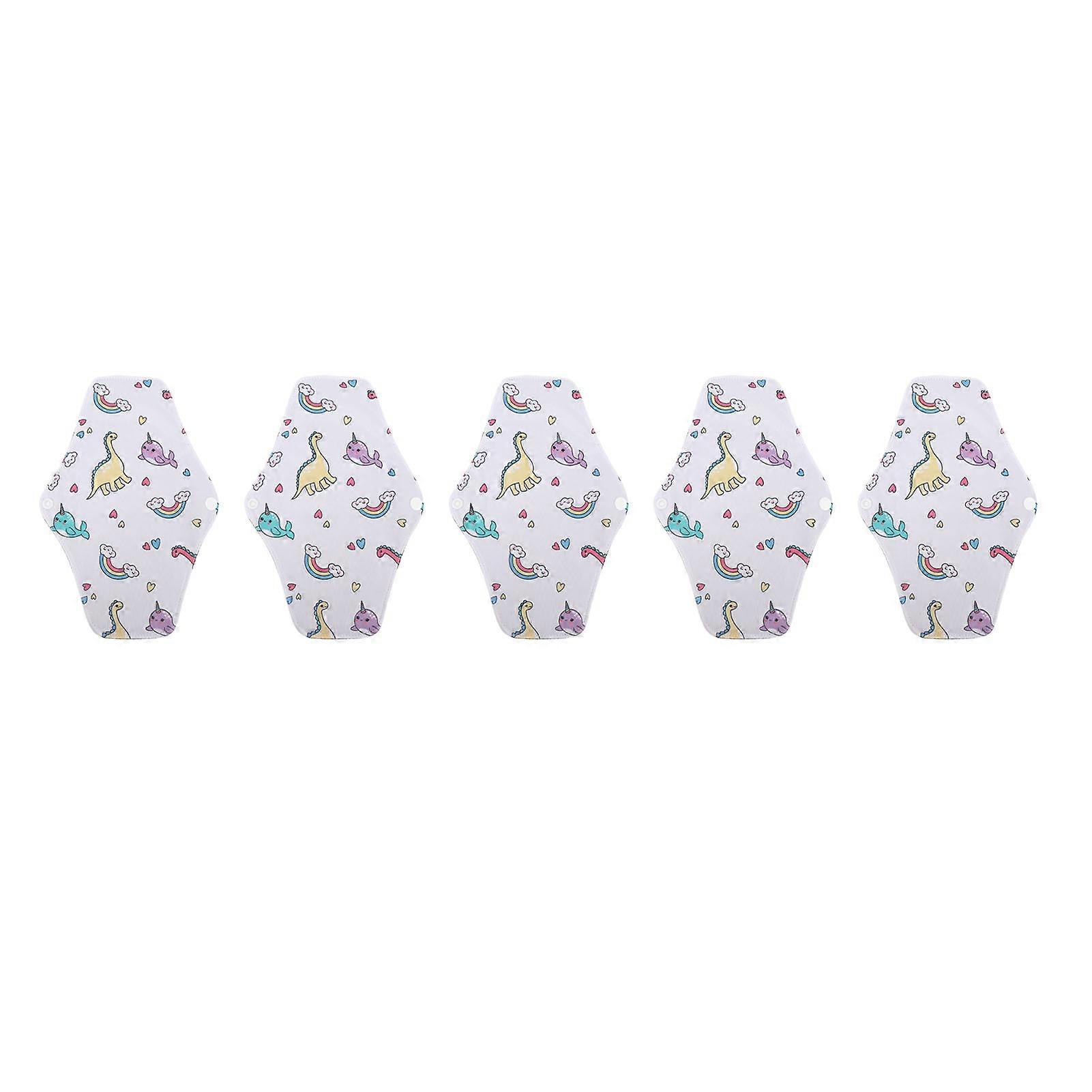 5pcs M Washable Sanitary Pads No Splicing Printed Waterproof Reusable Panty Liner for Daily Use Pregnancy B20