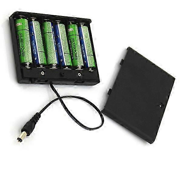 6 x AA 2A Battery Clip Holder 9V Storage Case Enclosed Box Wire Leads and ON/OFF Switch