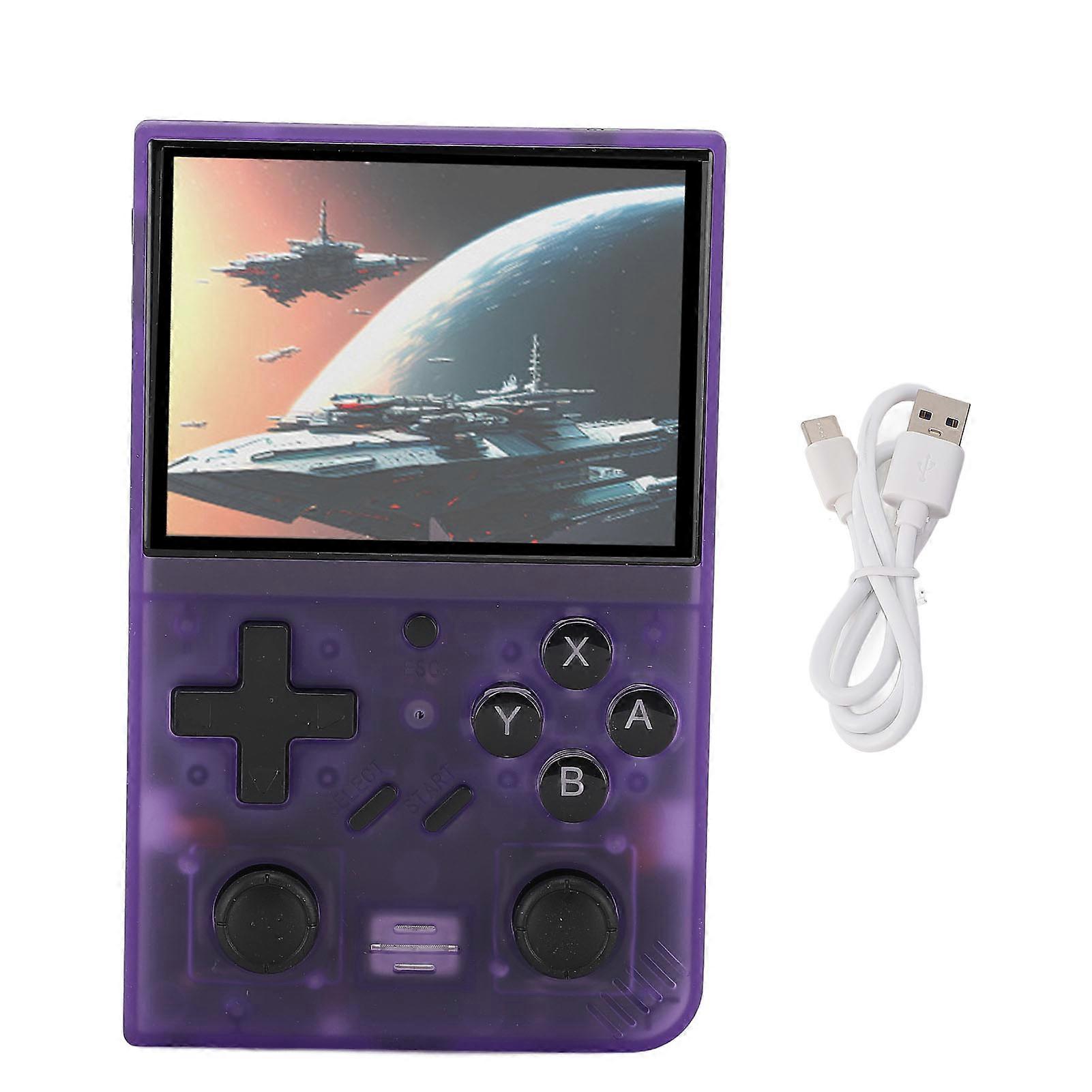 Portable Retro Game Console with 3.5" IPS Screen, Dual 3D Joysticks, 64GB, Purple