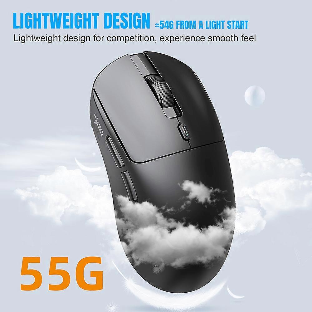 HXSJ T68 Wireless 2.4G BT5.1 Wired Tri-Mode Rechargeable Gaming Mouse 12000DPI Adjustable E-sports Mice Lightweight and 6 keys Customize Design Long 