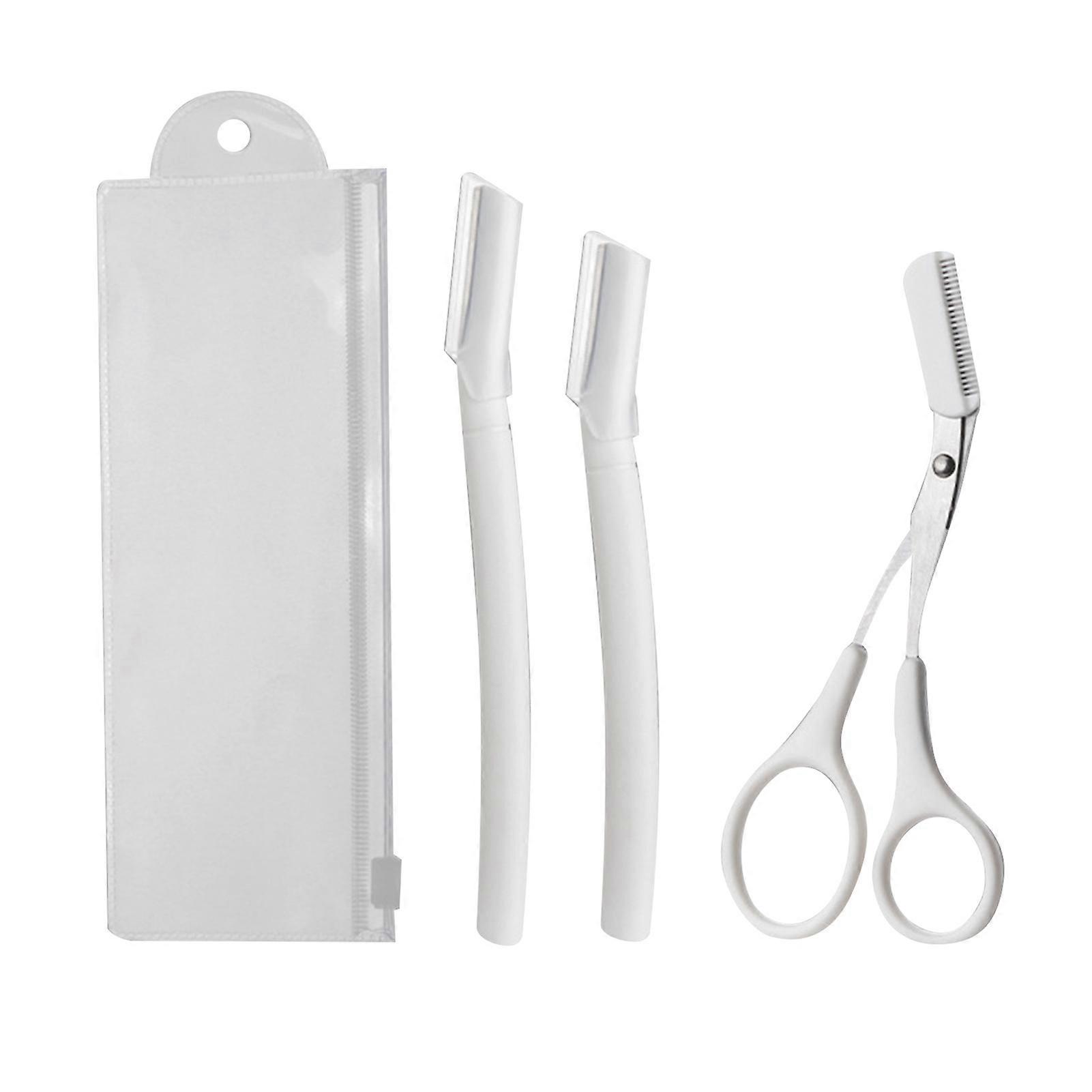3PCS Eyebrow Trimming Set Safety Eyebrow Razor Brow Trimming Scissors Eyebrow Grooming Tools Eyebrow Trimmer Shaver
