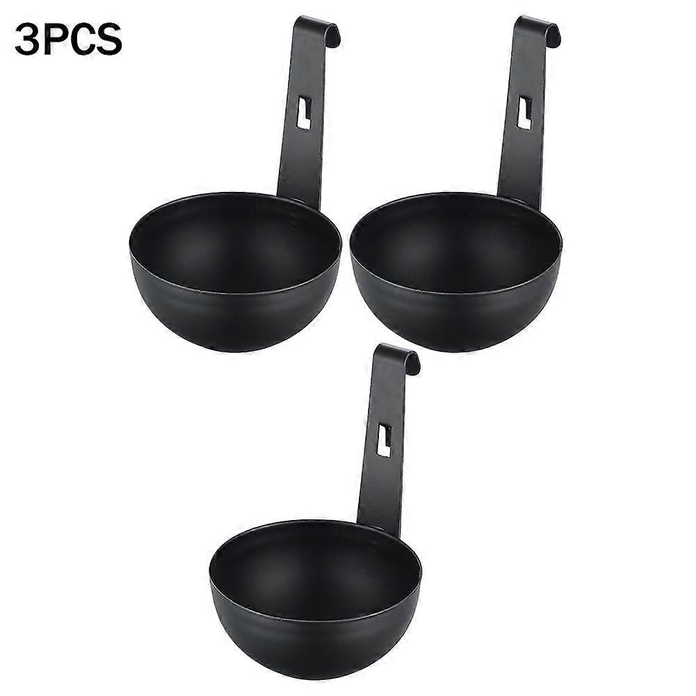3pcs Black (I)$ Stainless steel hanging ear type poached egg mold egg cooker quick steam hot spring soft-boiled egg tool clear water egg